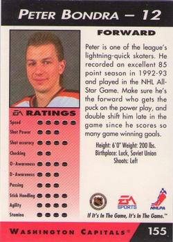 1994 EA Sports NHL '94 #155 Peter Bondra Back