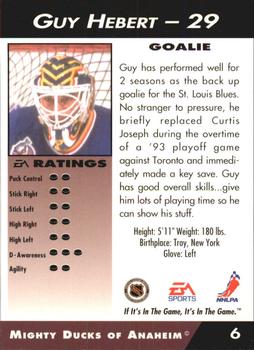 1994 EA Sports NHL '94 #6 Guy Hebert Back