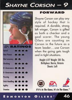 1994 EA Sports NHL '94 #46 Shayne Corson Back