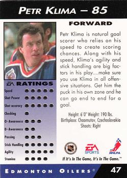 1994 EA Sports NHL '94 #47 Petr Klima Back