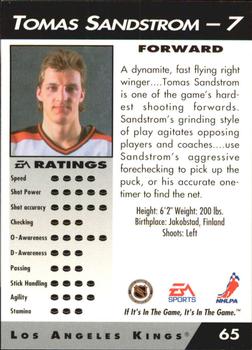 1994 EA Sports NHL '94 #65 Tomas Sandstrom Back