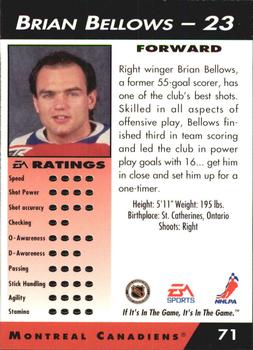 1994 EA Sports NHL '94 #71 Brian Bellows Back