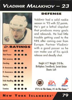 1994 EA Sports NHL '94 #79 Vladimir Malakhov Back