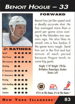 1994 EA Sports NHL '94 #83 Benoit Hogue Back
