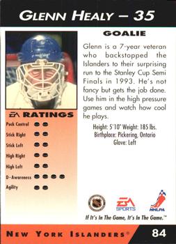1994 EA Sports NHL '94 #84 Glenn Healy Back