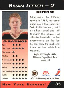 1994 EA Sports NHL '94 #85 Brian Leetch Back
