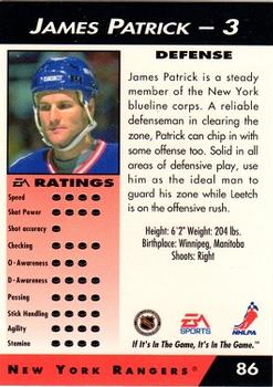 1994 EA Sports NHL '94 #86 James Patrick Back