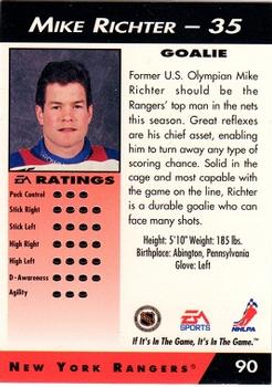 1994 EA Sports NHL '94 #90 Mike Richter Back