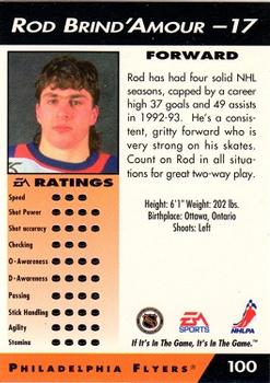 1994 EA Sports NHL '94 #100 Rod Brind'Amour Back