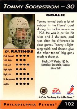 1994 EA Sports NHL '94 #102 Tommy Soderstrom Back