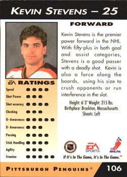 1994 EA Sports NHL '94 #106 Kevin Stevens Back