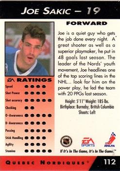 1994 EA Sports NHL '94 #112 Joe Sakic Back