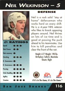 1994 EA Sports NHL '94 #116 Neil Wilkinson Back