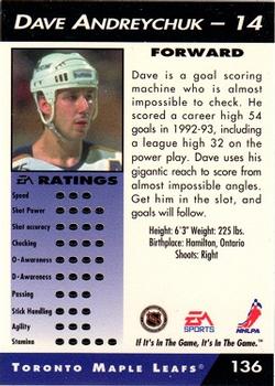 1994 EA Sports NHL '94 #136 Dave Andreychuk Back