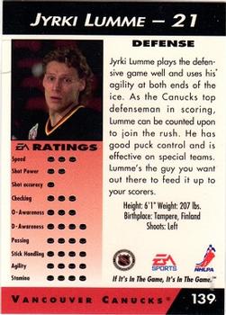 1994 EA Sports NHL '94 #139 Jyrki Lumme Back