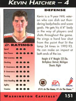1994 EA Sports NHL '94 #151 Kevin Hatcher Back