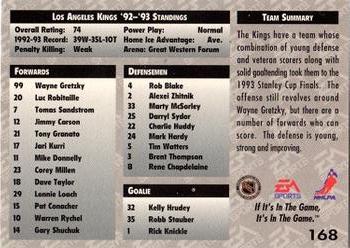 1994 EA Sports NHL '94 #168 Los Angeles Kings Back