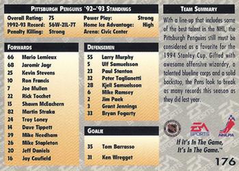 1994 EA Sports NHL '94 #176 Pittsburgh Penguins Back