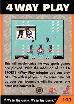 1994 EA Sports NHL '94 #193 4 Way Play Back