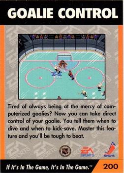1994 EA Sports NHL '94 #200 Goalie Control Back