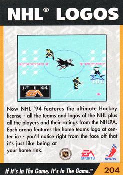 1994 EA Sports NHL '94 #204 NHL Logos Back