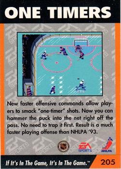 1994 EA Sports NHL '94 #205 One Timers Back