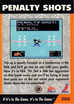 1994 EA Sports NHL '94 #206 Penalty Shot Back