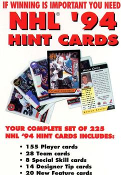 1994 EA Sports NHL '94 #NNO NHL '94 Hint Cards Ad Front