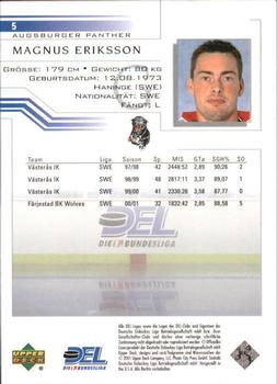 2001-02 Upper Deck DEL (German) #5 Magnus Eriksson Back