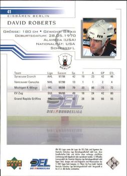 2001-02 Upper Deck DEL (German) #41 David Roberts Back