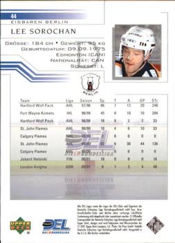 2001-02 Upper Deck DEL (German) #44 Lee Sorochan Back