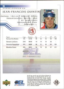 2001-02 Upper Deck DEL (German) #55 Jean-Francois Quintin Back
