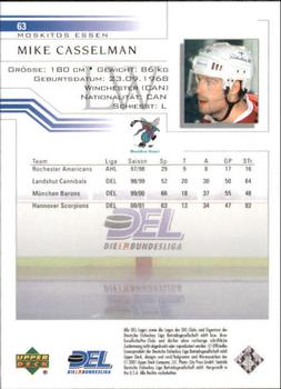 2001-02 Upper Deck DEL (German) #63 Mike Casselman Back