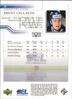 2001-02 Upper Deck DEL (German) #77 Brent Cullaton Back
