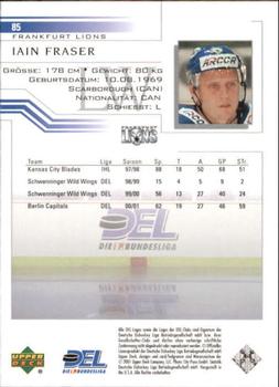 2001-02 Upper Deck DEL (German) #85 Iain Fraser Back