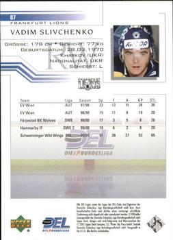 2001-02 Upper Deck DEL (German) #87 Vadim Slivchenko Back