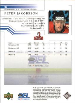 2001-02 Upper Deck DEL (German) #96 Peter Jakobsson Back