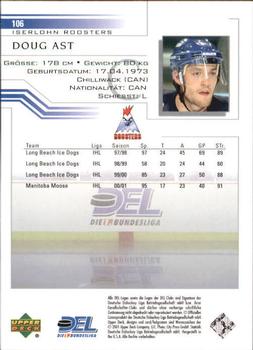 2001-02 Upper Deck DEL (German) #106 Doug Ast Back