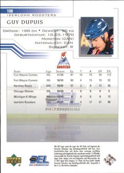 2001-02 Upper Deck DEL (German) #108 Guy Dupuis Back