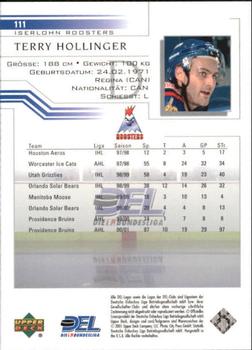 2001-02 Upper Deck DEL (German) #111 Terry Hollinger Back