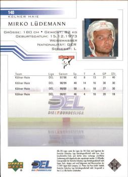 2001-02 Upper Deck DEL (German) #140 Mirko Ludemann Back