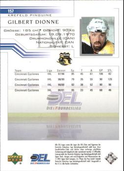 2001-02 Upper Deck DEL (German) #157 Gilbert Dionne Back