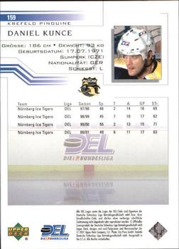 2001-02 Upper Deck DEL (German) #159 Daniel Kunce Back