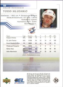 2001-02 Upper Deck DEL (German) #169 Todd Hlushko Back