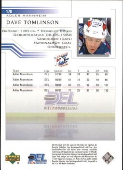 2001-02 Upper Deck DEL (German) #178 Dave Tomlinson Back