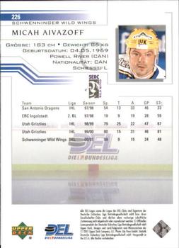 2001-02 Upper Deck DEL (German) #226 Micah Aivazoff Back