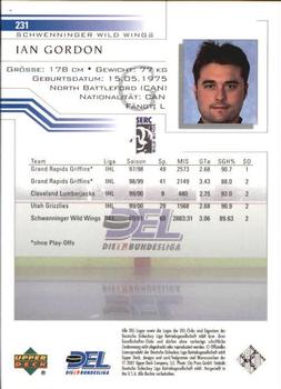 2001-02 Upper Deck DEL (German) #231 Ian Gordon Back