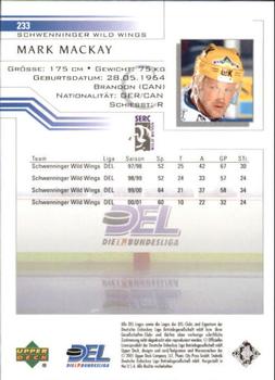 2001-02 Upper Deck DEL (German) #233 Mark Mackay Back