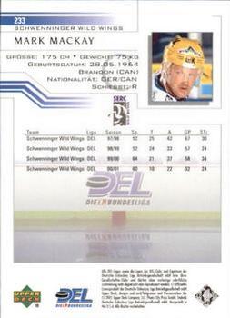 2001-02 Upper Deck DEL (German) #233 Mark MacKay Back