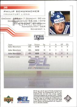 2001-02 Upper Deck DEL (German) #249 Philip Schumacher Back